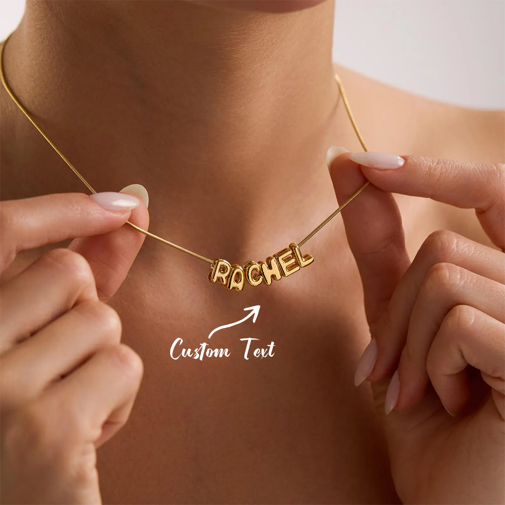 Custom Name Necklace Stainless Steel - カスタムバルーンイニシャルネームネックレス女性用パーソナライズされたアルファベットステンレス鋼ママジュエリー可憐なクリスマス最高のギフト