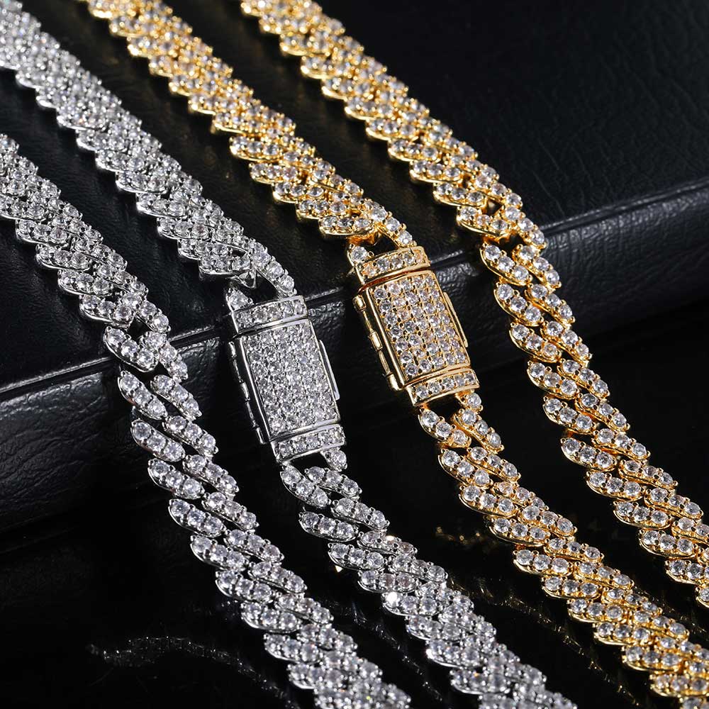 Cuban Link Chain 12Mm - 8MM1列ジルコンレディースネックレス アイスアウトメンズAAAAAジルコンネックレス マイアミキューバンチェーン ヒップホップジュエリー