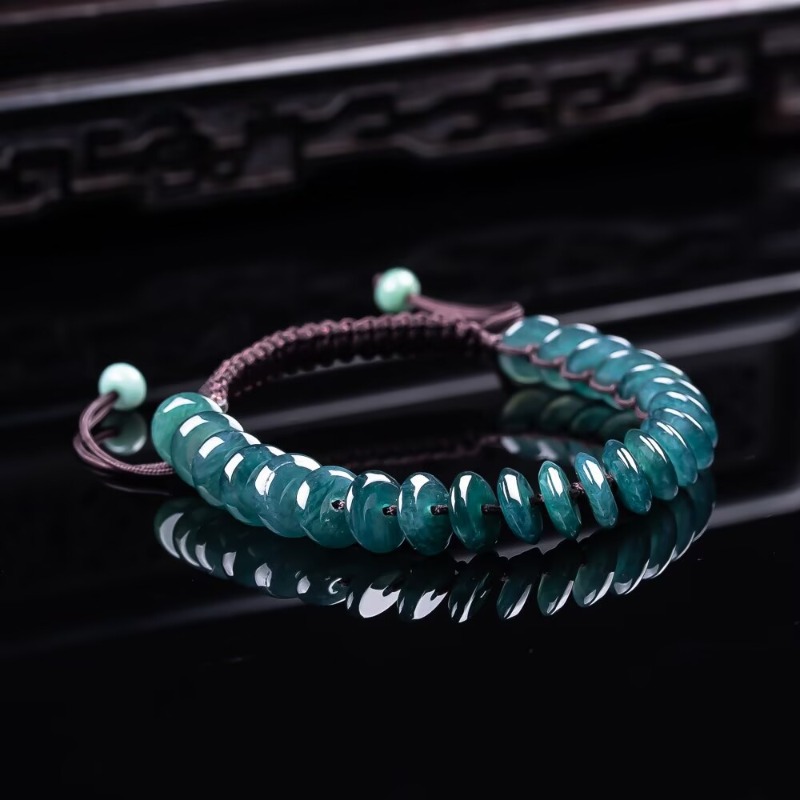 Necklaces - 天然の本物のエメラルドブルーウォーター算盤ビーズブレスレット ミャンマージェダイトネックレス ジュエリーチャーム デザイナーラグジュアリー レディース クオリティ証明書付き