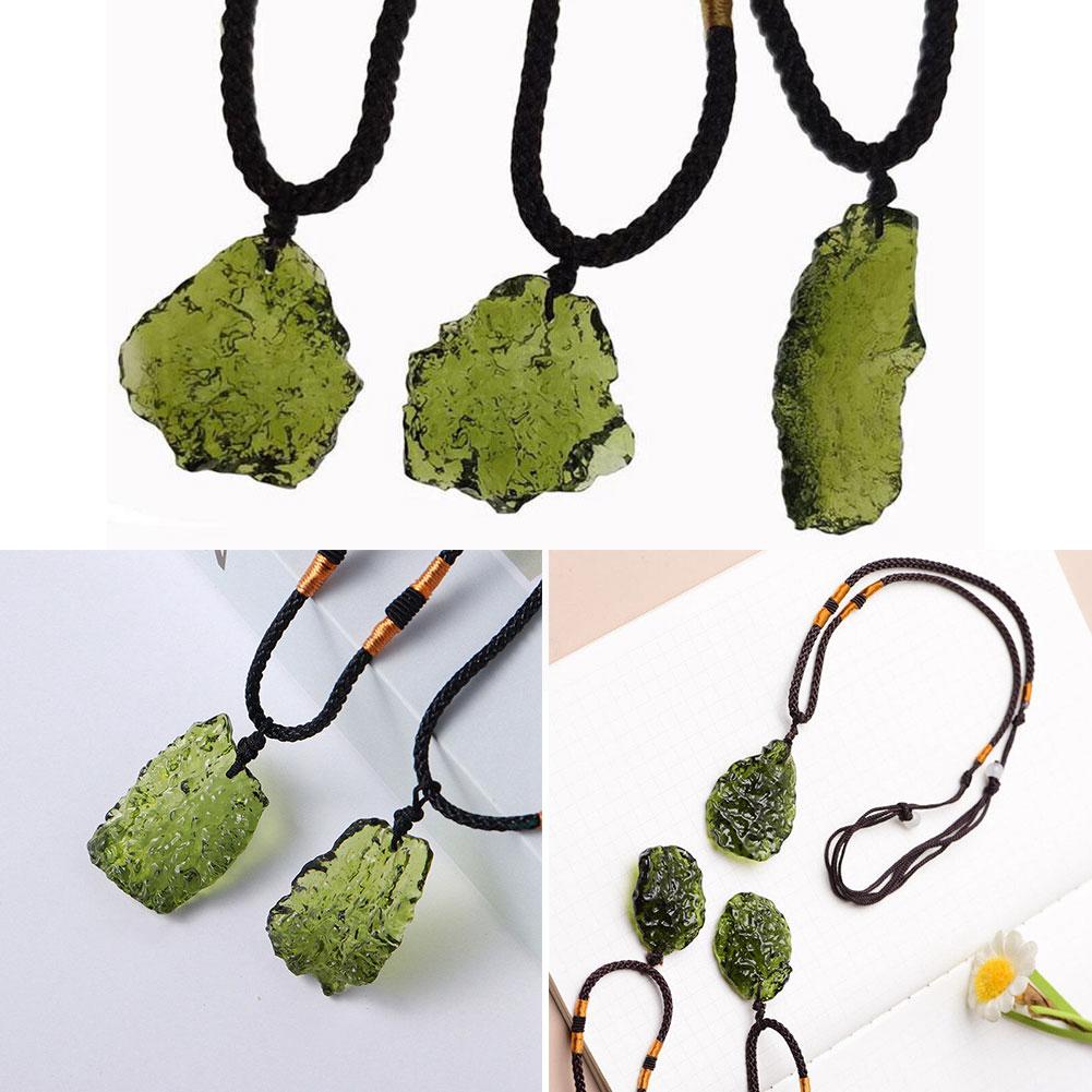 Crystal Pendant Necklace Natural Stone - ユニークなクォーツクリスタルネックレス,ユニセックスペンダント,グリーン隕石石,s8n0,moldavite y2k5