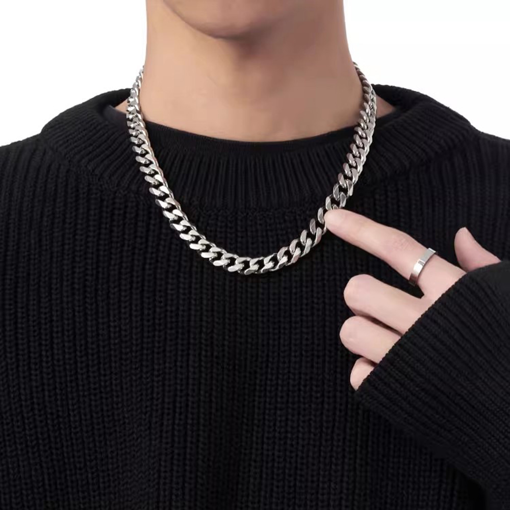 Cuban Link Chain 12Mm - 3/5/7 ミリメートルステンレス鋼キューバリンクチェーンクラシックパンク人格ジュエリーシンプルなファッションヒップホップカップルネックレス男性女性のための