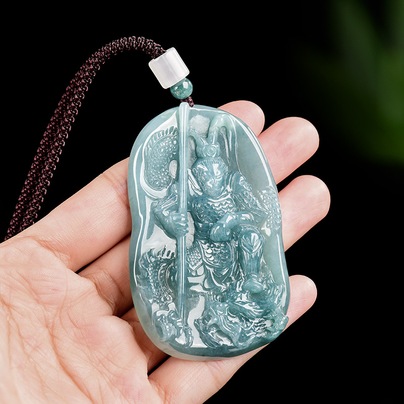 Necklaces - ビルマ翡翠猿王ペンダントネックレスヴィンテージ高級ギフト女性用ファッションアクセサリービルマ翡翠彫刻お守り