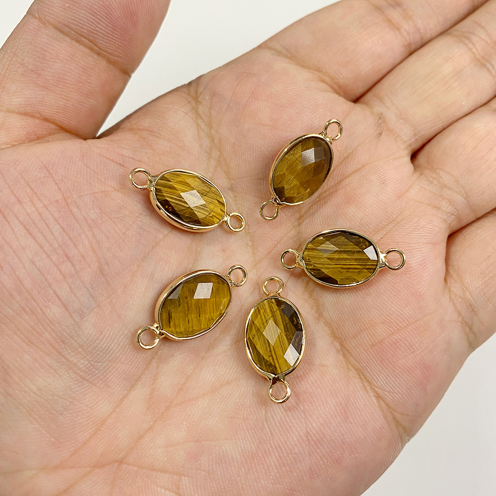 ファセット天然石ペンダント、タイガーアイクリスタル、ダブルホ - Crystal Pendant Necklace Natural Stone のレビューと価格