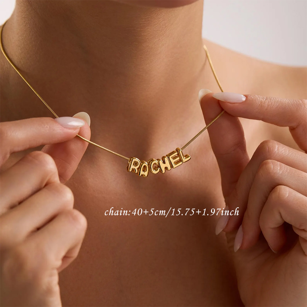 カスタムバルーンイニシャルネームネックレス女性用パーソナライ - Custom Name Necklace Stainless Steel のレビューと価格