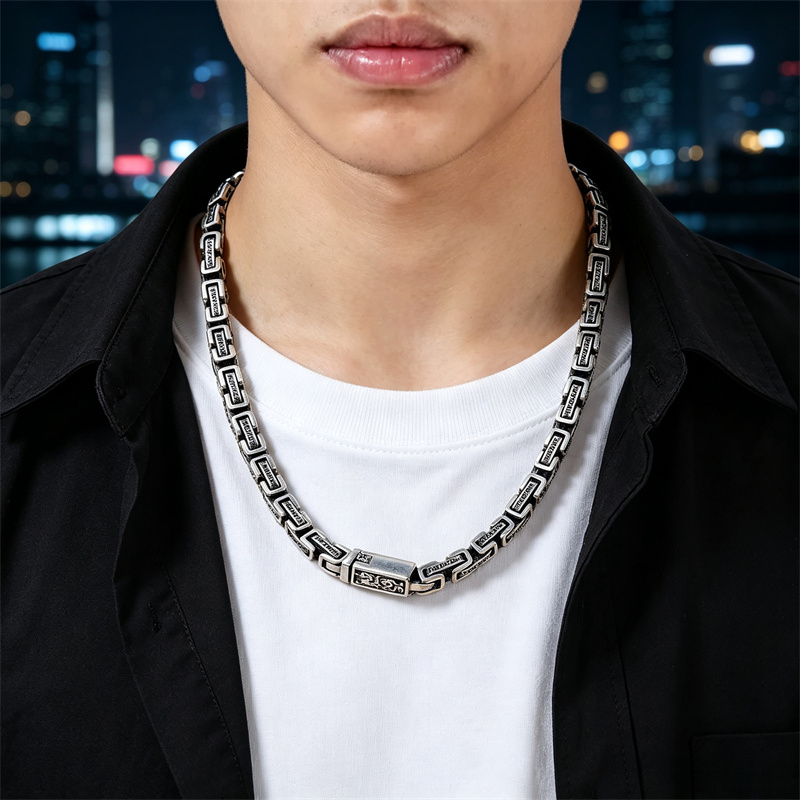 OUYADI 925スターリングシルバー レトロタイシルバー - 925 Sterling Silver Chain Necklace Men のレビューと価格