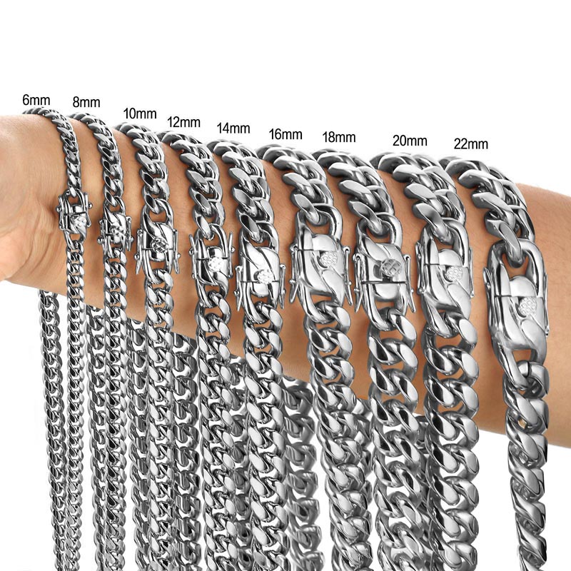 男性と女性のためのステンレス鋼のネックレス,リンクチェーン, - Cuban Link Chain 12Mm のレビューと価格