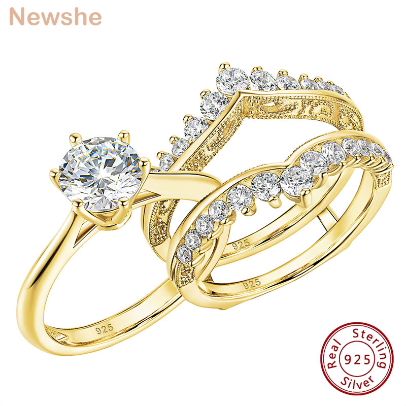 Newshe 14K イエローゴールドメッキ ブライダルリン - Moissanite Engagement Ring 1 Carat のレビューと価格