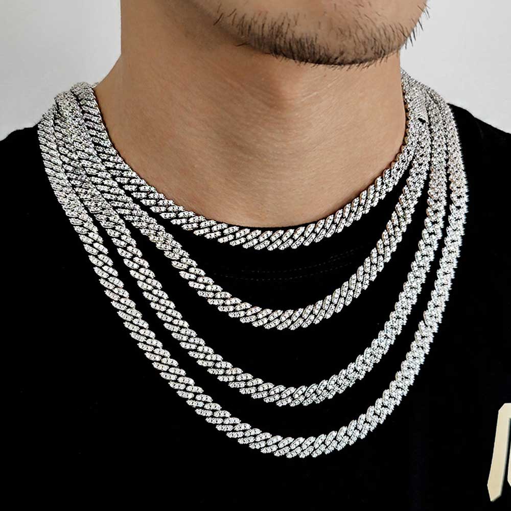 8MM1列ジルコンレディースネックレス アイスアウトメンズA - Cuban Link Chain 12Mm のレビューと価格