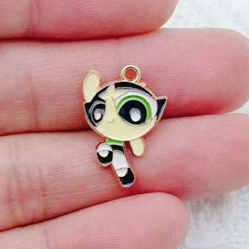 10個入り 合金製オイルドリップ漫画ガールペンダント、DIY - Earrings のレビューと価格