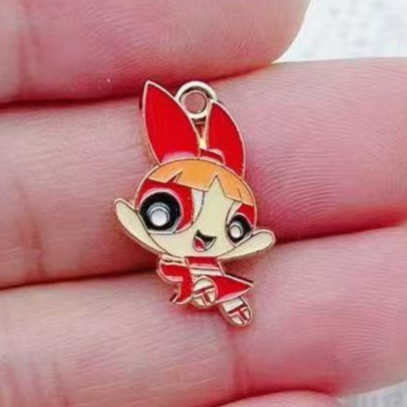 10個入り 合金製オイルドリップ漫画ガールペンダント、DIY - Earrings のレビューと価格