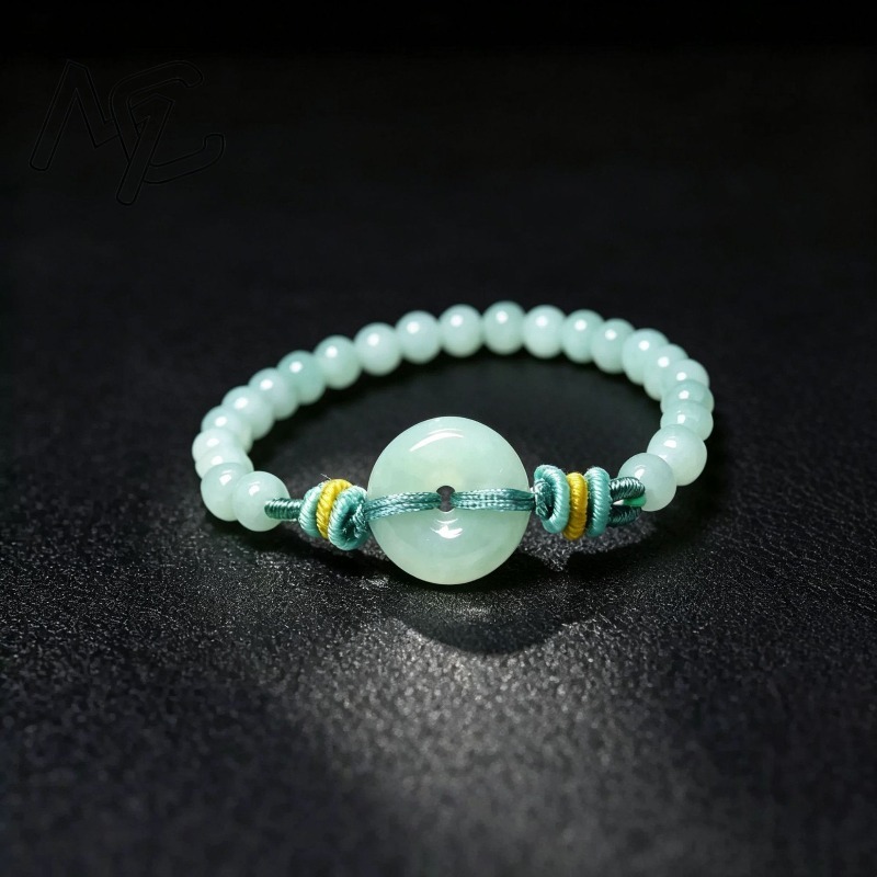 天然の本物のエメラルドブルーウォーター平和バックルビーズブレ - Bracelets のレビューと価格