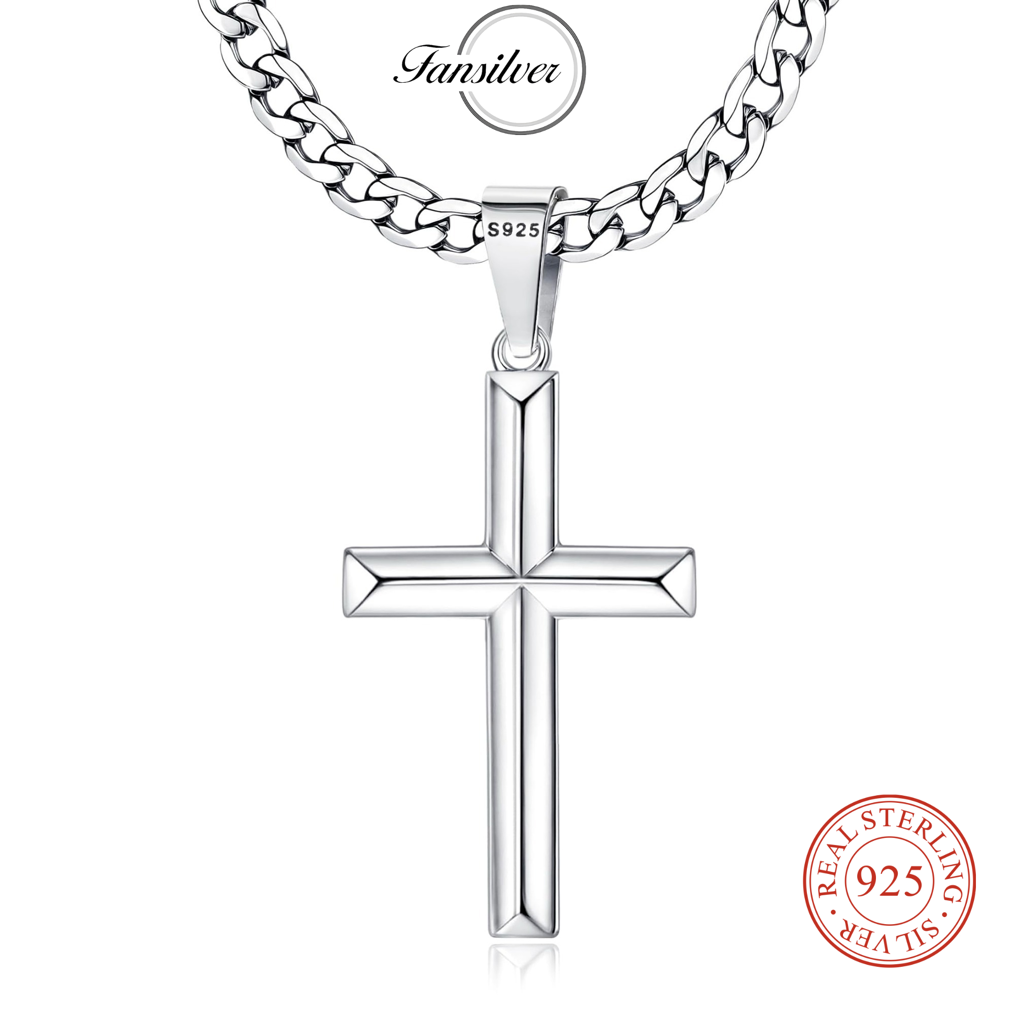 Fansilver 925 スターリングシルバー クロスネッ - 925 Sterling Silver Chain Necklace Men のレビューと価格
