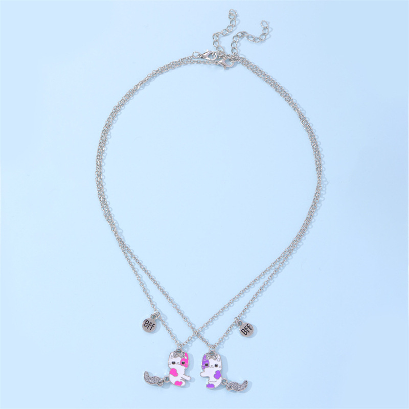 2個セット 親友ペンダントギフト 磁気で繋がる猫の友情ネック - Magnetic Couple Matching Necklaces のレビューと価格