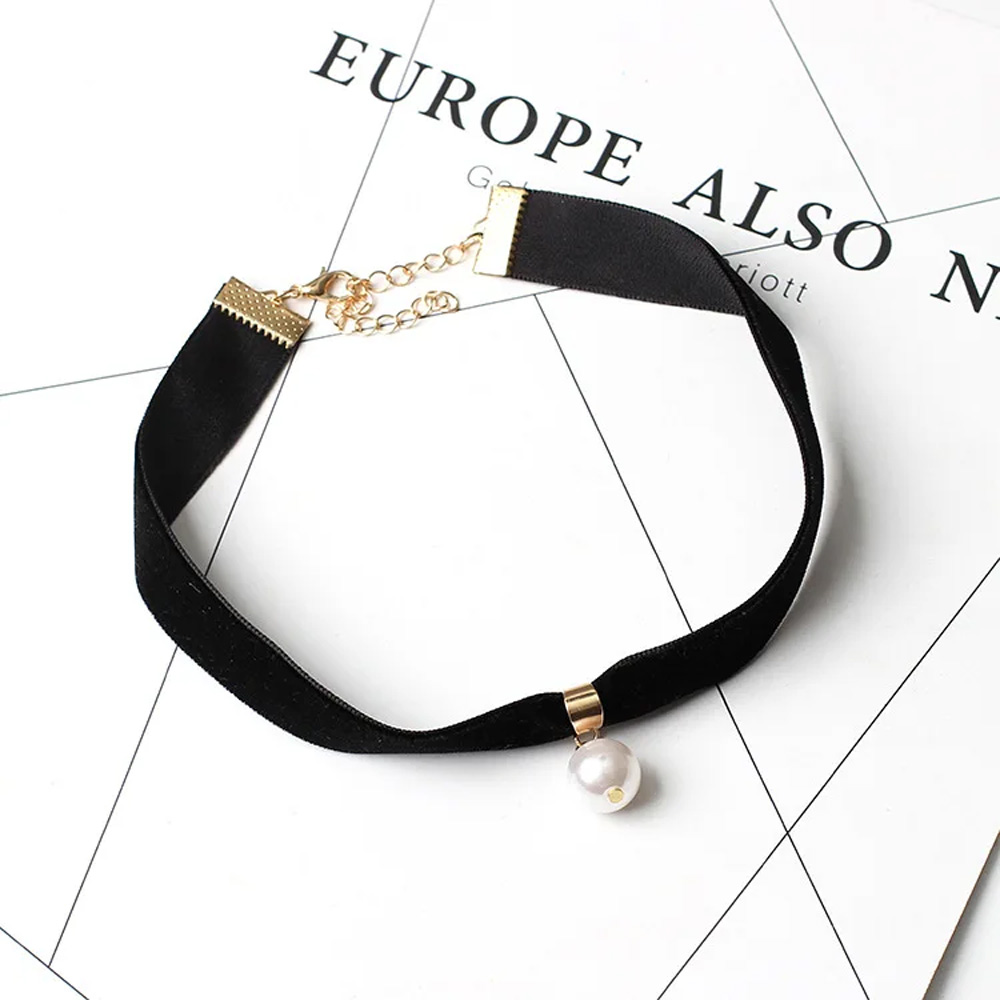 シンプルなヴィンテージパールチョーカーショートブラック鎖骨カ - Pearl Choker Necklace Vintage のレビューと価格