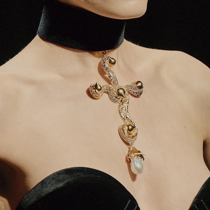ヴィンテージ誇張バロックパールクロスペンダントネックレス、気 - Pearl Choker Necklace Vintage のレビューと価格