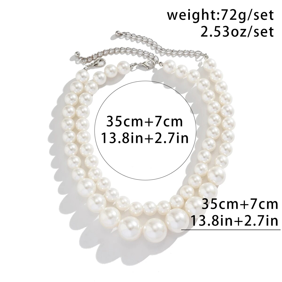 2 ピース/セット誇張されたビッグ模造パール鎖骨チェーンネッ - Pearl Choker Necklace Vintage のレビューと価格