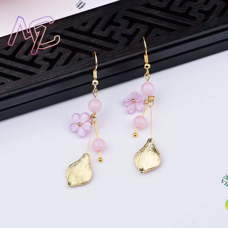 ピンク天然翡翠の花のイヤリングヴィンテージギフト女性のための - Earrings のレビューと価格