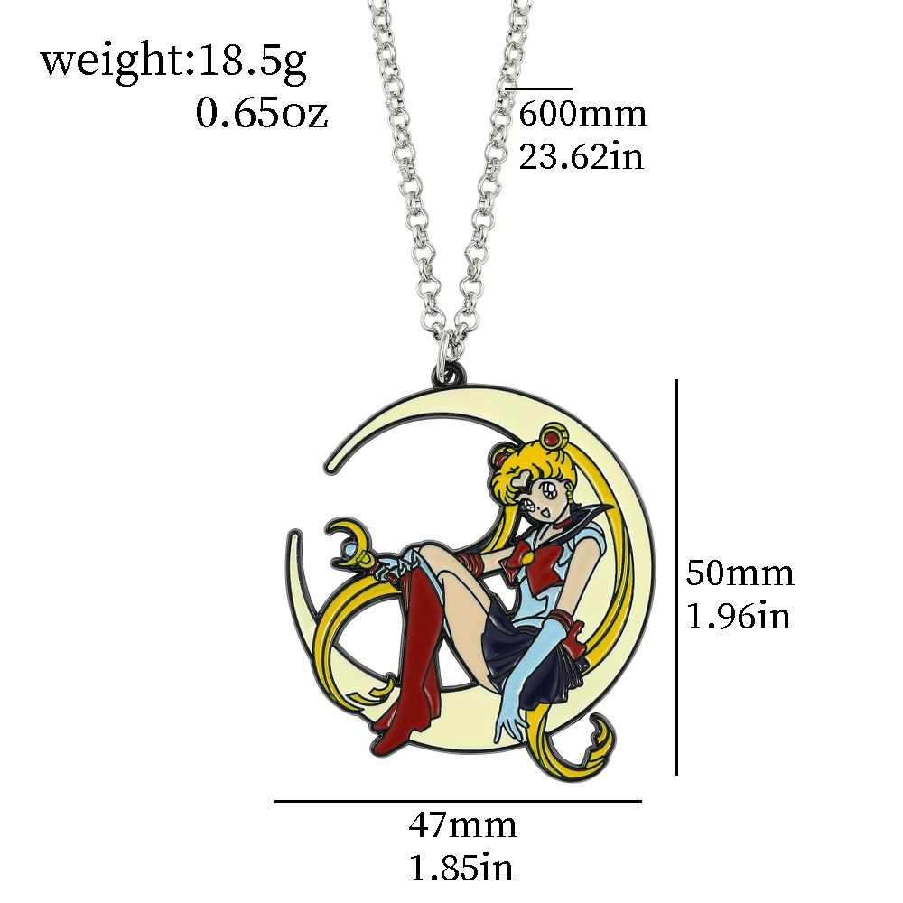 甘いアニメメタルエナメルネックレスムーンチャーム漫画バッジペ - Anime Pendant Necklace のレビューと価格