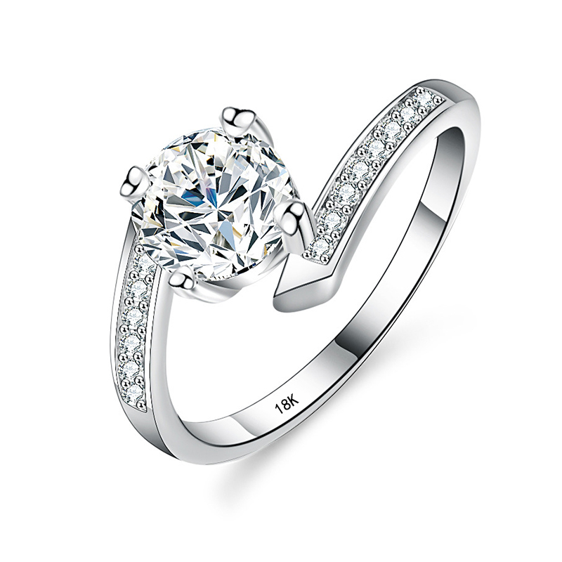 女性用YHAMNI-18Kホワイトゴールドの結婚指輪,1カラ - Moissanite Engagement Ring 1 Carat のレビューと価格
