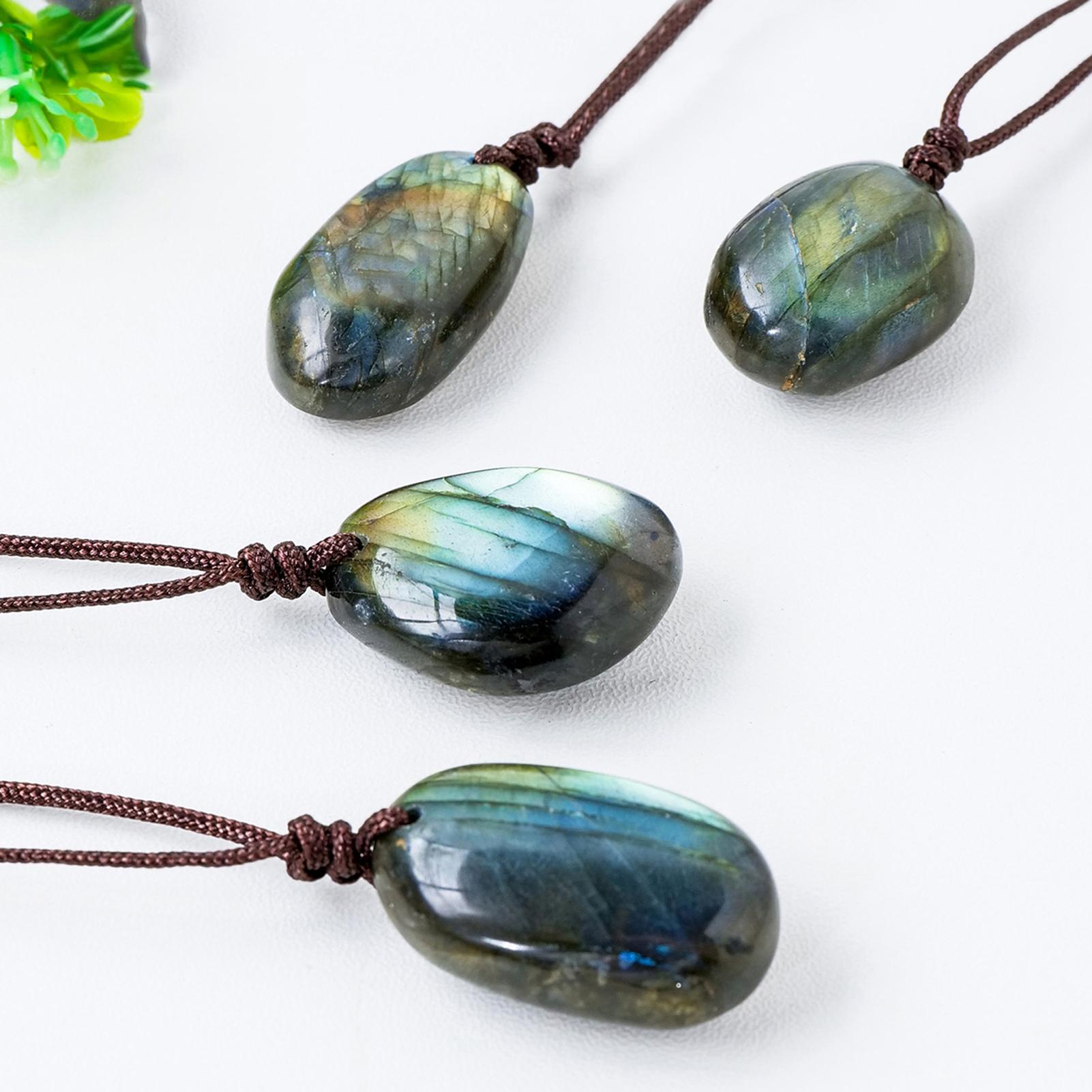 天然ラブラドライトペンダントネックレス男性女性エネルギークォ - Crystal Pendant Necklace Natural Stone のレビューと価格