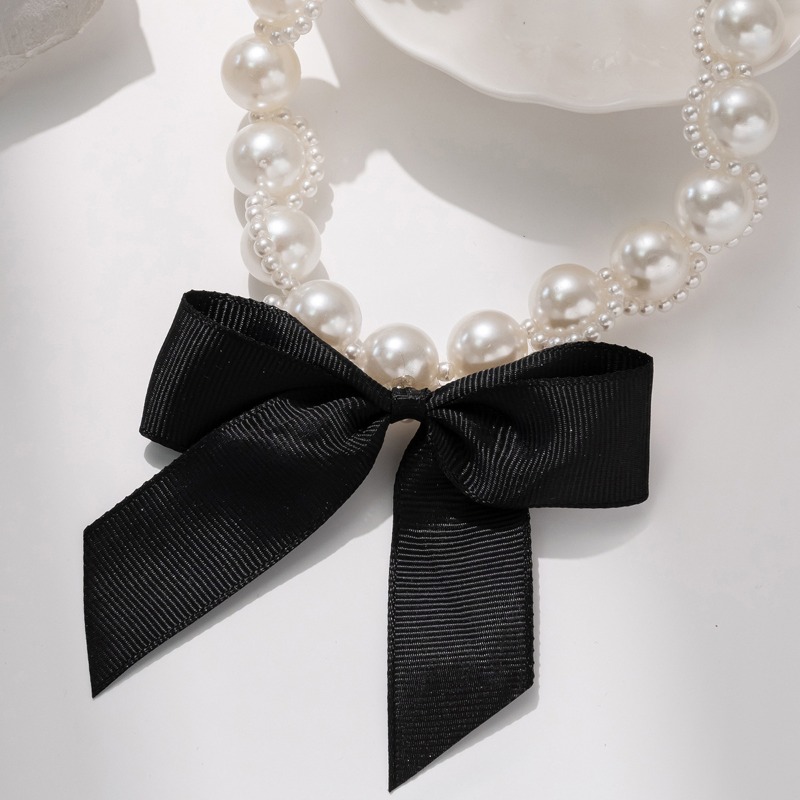 フェイクパールリボンチョーカーネックレス リボン付き ヴィン - Pearl Choker Necklace Vintage のレビューと価格