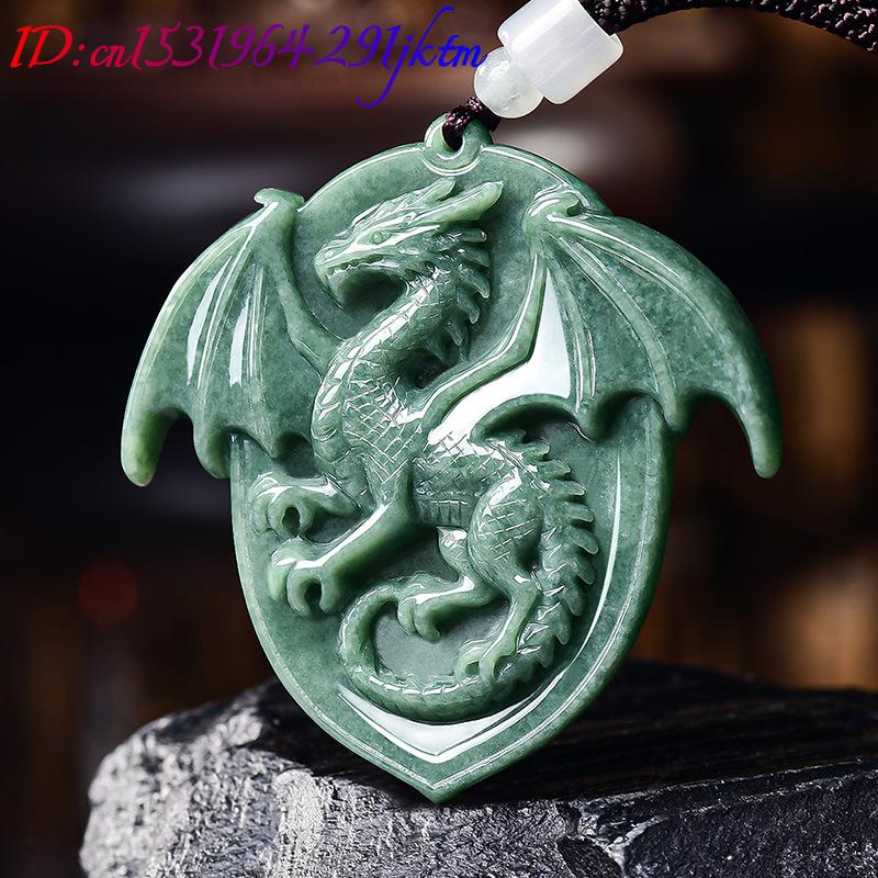 天然ビルマ翡翠ドラゴンペンダントネックレス宝石彫刻お守りヴィ - Necklaces のレビューと価格