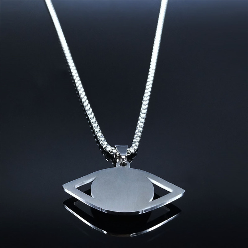 イスラム ハムサ 邪視除けブルーアイネックレス ステンレスス - Necklaces のレビューと価格