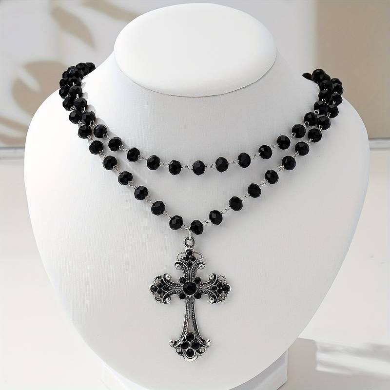 Y2K グランジ ゴシック レイヤード クロス ネックレス  - Layered Pendant Necklace Aesthetic のレビューと価格