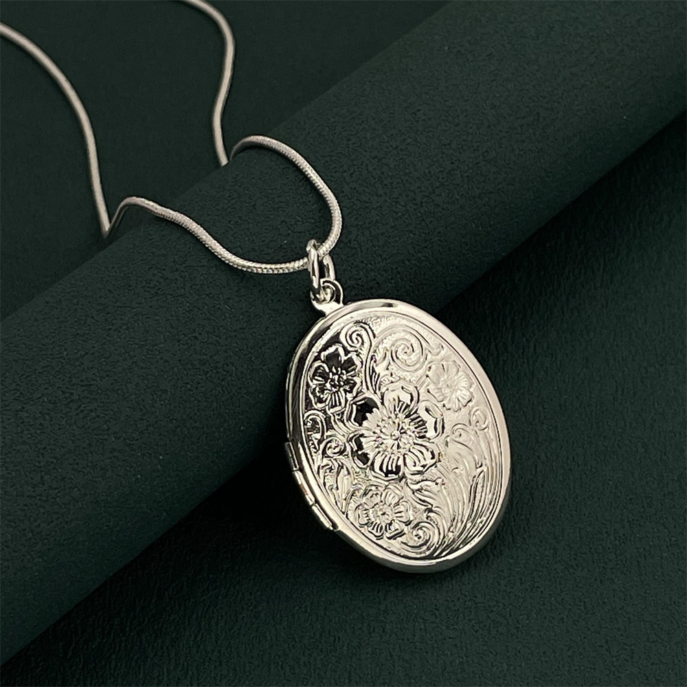 925 シルバー スネーク ネックレス オーバル フォト フ - 925 Sterling Silver Chain Necklace Men のレビューと価格