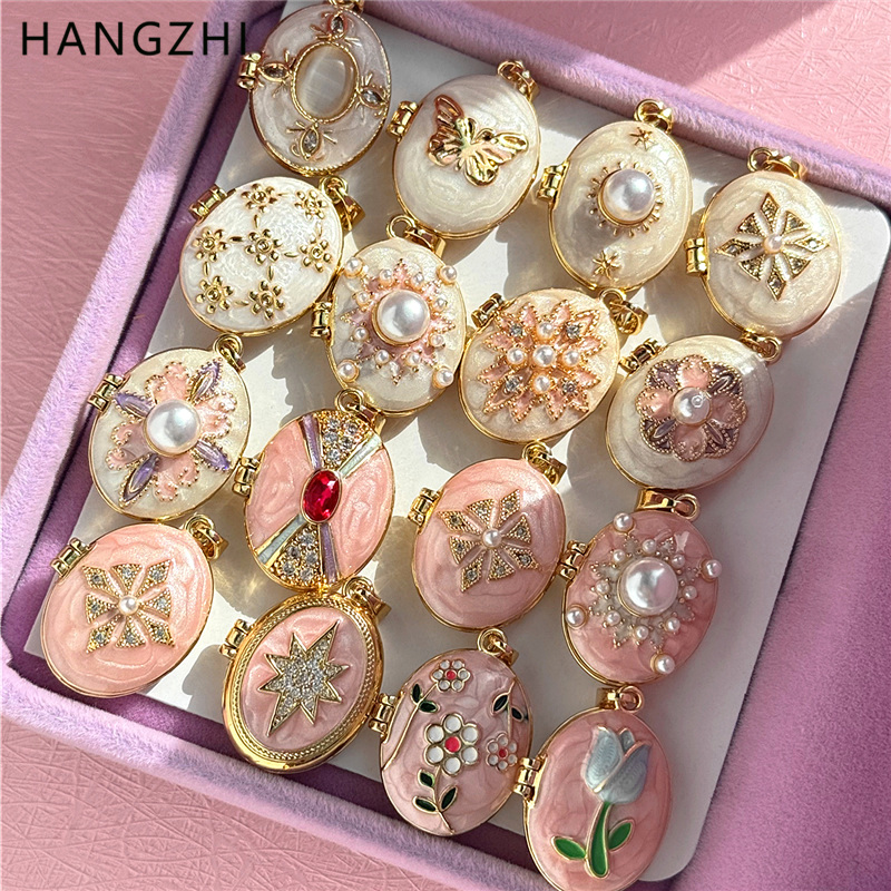 HangZhi エナメル ロマンチック ピンク ホワイト パ - Heart Locket Necklace Photo のレビューと価格