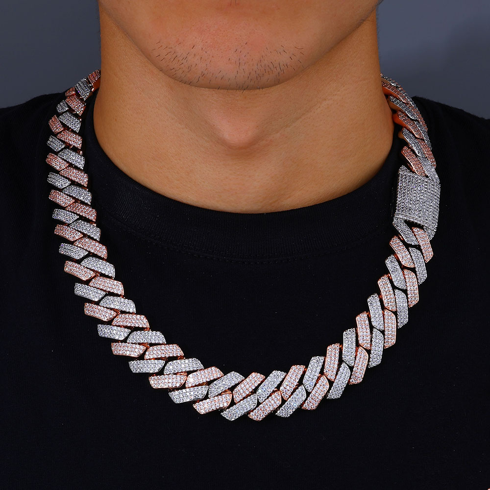 ヌオヤ ツートーン モザイクチェーン フルCZ アイスアウト - Cuban Link Chain 12Mm のレビューと価格